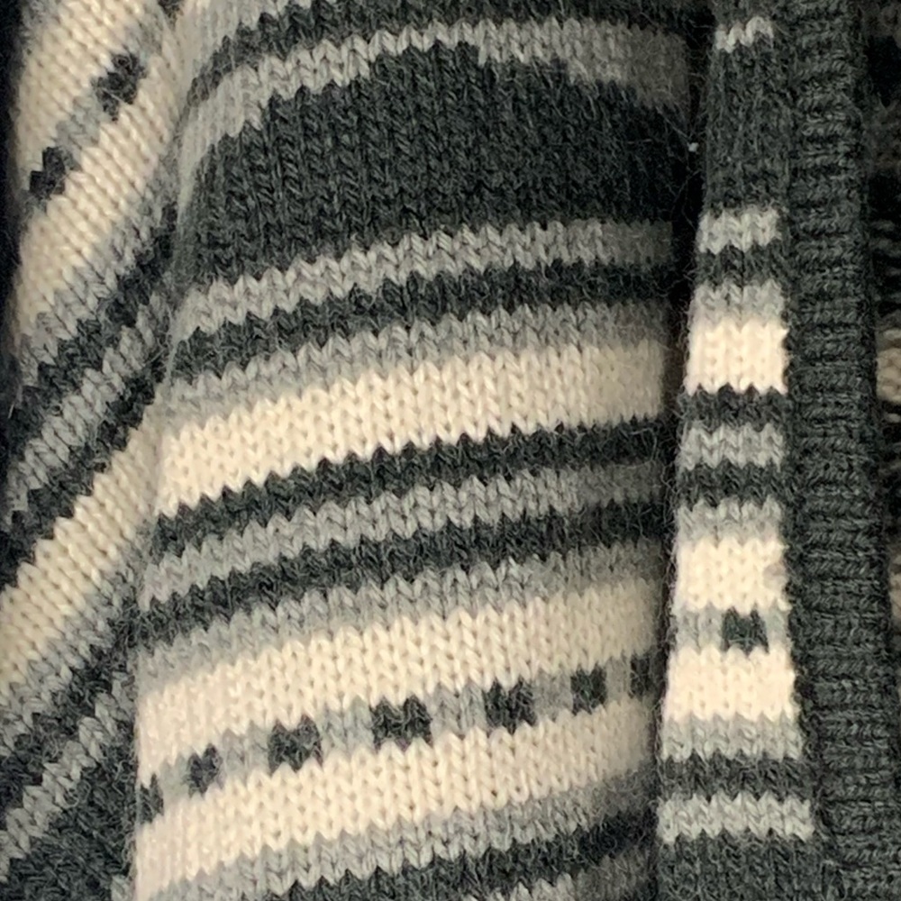 Women’s Remain Gray Acrylic Open Style Sweater Striped Cardigan Large - Picture 6 of 9